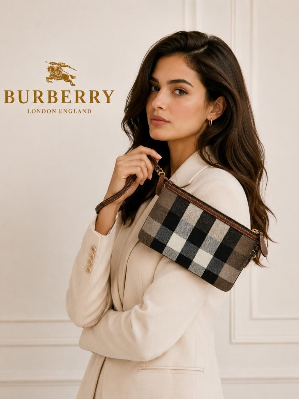 NWT Burberry House Check Canvas Wristlet - Picture 2 of 10